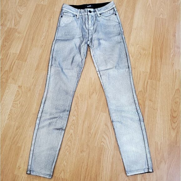 PAIGE Verdugo Ankle Silver Galaxy Metallic Jeans size 26 - Picture 4 of 16